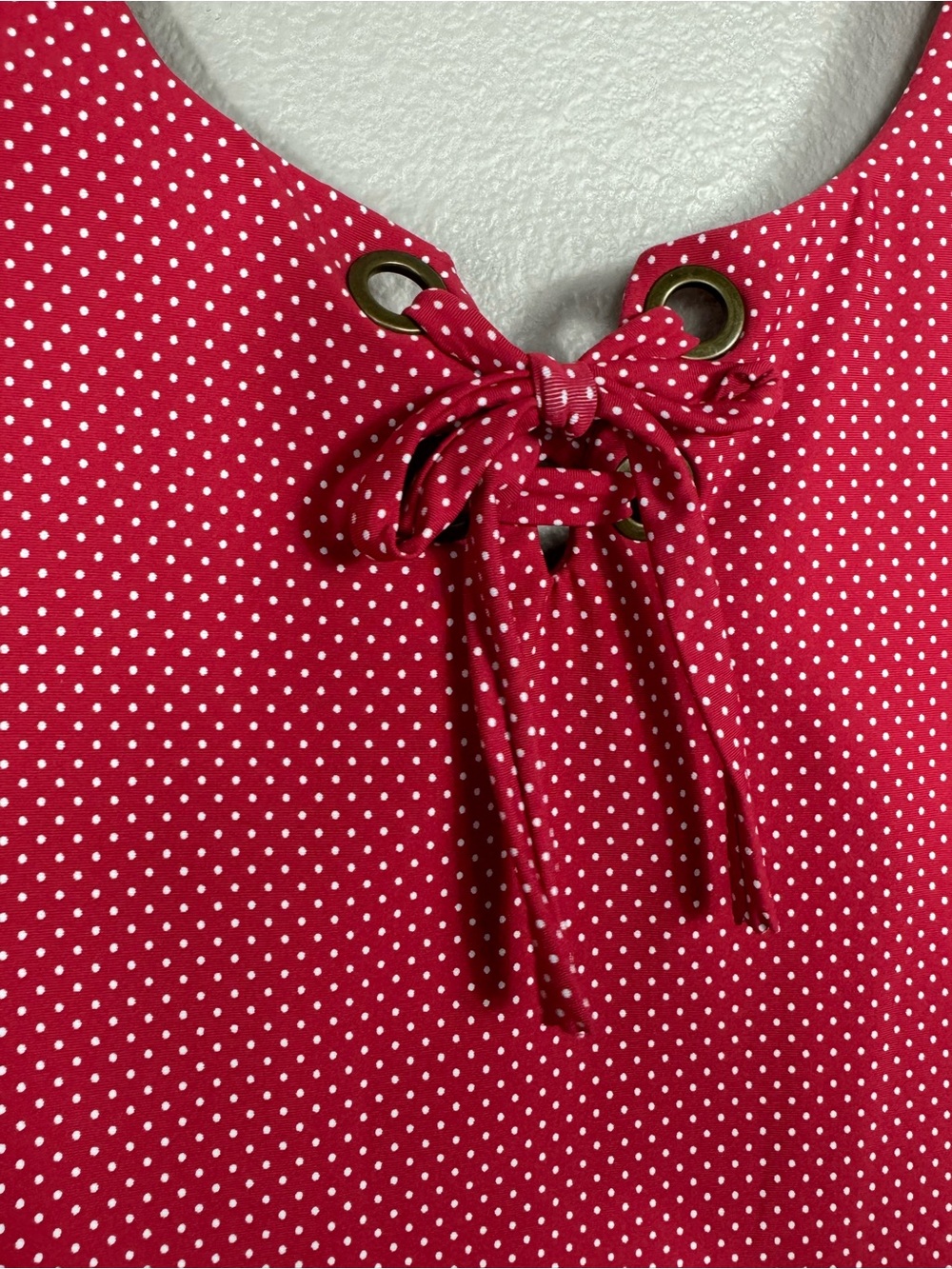 Roxy American Beauty Red Polka Dot One Piece Swimsuit full coverage Medium J - Picture 5 of 9